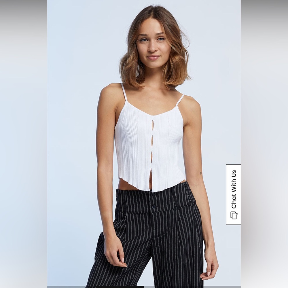 LA Hearts White Ribbed Women's Top